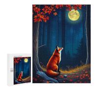 Puzzles 500 PCS pour Adolescents Fox Under The Full Moon Puzzle Adulte Jeu Familial Une Œuvre d'art À Offrir en Cadeau À Toute La Famille 500 PCS