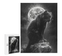 Puzzles 500 PCS pour Adolescents Full Moon Black Panther Puzzles pour Adultes - Jouets À Faire Soi-même, mais Aussi Un Défi Éducatif Amusant Et Humoristique 500 PCS