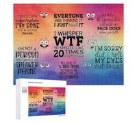 Puzzles 500 PCS pour Adolescents Funny Sarcastic Quotes Puzzles pour Adultes - Jouets À Faire Soi-même, mais Aussi Un Défi Éducatif Amusant Et Humoristique 500 PCS