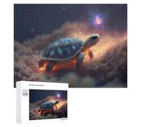 Puzzles 500 PCS pour Adolescents Galactic Turtle on Coral Reef Puzzles pour Adultes Jeux Relaxants Difficulté Défi Éducatif Difficile 500 PCS