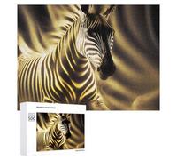 Puzzles 500 PCS pour Adolescents Golden Glowing Zebra Art Jeux De Puzzle Relaxants Améliorent La Mémoire Offrez-Les en Cadeau À Toute La Famille 500 PCS