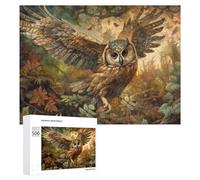 Puzzles 500 PCS pour Adolescents Golden Owl in Autumn Forest Puzzles pour Adultes Jeux Relaxants Difficulté Défi Éducatif Difficile 500 PCS