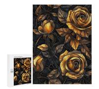 Puzzles 500 PCS pour Adolescents Golden Rose Bouquet Puzzles pour Adultes Jeu De Réflexion Cadeau d'anniversaire Difficile À Compléter 500 PCS