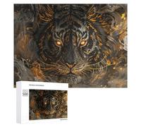 Puzzles 500 PCS pour Adolescents Golden Tiger Abstract Art Print-1 Jeux De Puzzle Relaxants Améliorent La Mémoire Offrez-Les en Cadeau À Toute La Famille 500 PCS