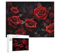 Puzzles 500 PCS pour Adolescents Gothic Red Rose Wallpaper Mural Jeux De Puzzle Relaxants Améliorent La Mémoire Offrez-Les en Cadeau À Toute La Famille 500 PCS
