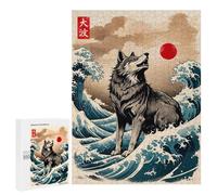 Puzzles 500 PCS pour Adolescents Great Wave of Wolf Puzzle pour Adultes : Un Jeu Manuel Amusant Et Humoristique pour Un Anniversaire Ou Noël 500 PCS