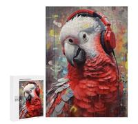 Puzzles 500 PCS pour Adolescents Grey Parrot Headphones Jeu De Puzzle Casse-tête Anti-Stress Stimulant À Compléter 500 PCS