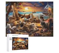 Puzzles 500 PCS pour Adolescents Island Cats Paradise Jeux De Puzzle Relaxants Améliorent La Mémoire Offrez-Les en Cadeau À Toute La Famille 500 PCS
