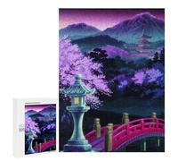 Puzzles 500 PCS pour Adolescents Japanese Garden Night Scene Puzzles pour Adultes À Monter Soi-même - Jeux Éducatifs Et Amusants en Famille 500 PCS
