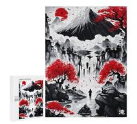 Puzzles 500 PCS pour Adolescents Japanese Waterfall Ink Jeu De Puzzle Casse-tête Anti-Stress Stimulant À Compléter 500 PCS