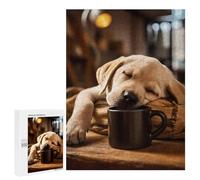 Puzzles 500 PCS pour Adolescents Labrador Retriever Coffee Puzzles pour Adultes - Jouets À Faire Soi-même, mais Aussi Un Défi Éducatif Amusant Et Humoristique 500 PCS