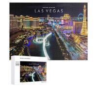 Puzzles 500 PCS pour Adolescents Las Vegas Night Lights A Vibrant Cityscape Puzzles pour Adultes Jeux Relaxants Difficulté Défi Éducatif Difficile 500 PCS