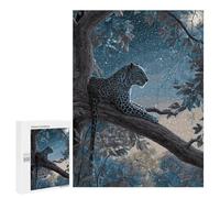 Puzzles 500 PCS pour Adolescents Leopard in Moonlit Tree Puzzles pour Adultes Améliore La Mémoire Interaction Parent-Enfant Jouet Jeu Intellectuel 500 PCS