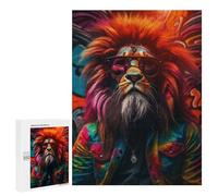Puzzles 500 PCS pour Adolescents Lion Rastafari Sunglasses Jeu De Puzzle Casse-tête Anti-Stress Stimulant À Compléter 500 PCS