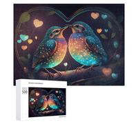 Puzzles 500 PCS pour Adolescents Love Birds in A Heart-Shaped Bubble Jeux De Puzzle Relaxants Améliorent La Mémoire Offrez-Les en Cadeau À Toute La Famille 500 PCS