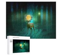 Puzzles 500 PCS pour Adolescents Magical Forest Moonlit Deer Puzzle pour Adultes Jeux Amusants Une Œuvre d'art Aidez Votre Cerveau À Faire Travailler 500 PCS