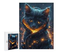 Puzzles 500 PCS pour Adolescents Magical Grey Cat Glowing Jeu De Puzzle Casse-tête Anti-Stress Stimulant À Compléter 500 PCS