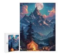 Puzzles 500 PCS pour Adolescents Moonlit Mountain Camping Scene-1 Puzzles pour Adultes Améliore La Mémoire Interaction Parent-Enfant Jouet Jeu Intellectuel 500 PCS