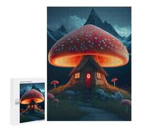Puzzles 500 PCS pour Adolescents Mushroom House in The Mountains Jeu De Puzzle Casse-tête Anti-Stress Stimulant À Compléter 500 PCS