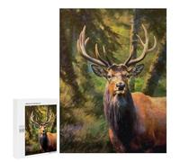 Puzzles 500 PCS pour Adolescents Nature's Majesty Majestic Deer in Forest Puzzles pour Adultes Améliore La Mémoire Interaction Parent-Enfant Jouet Jeu Intellectuel 500 PCS