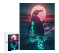 Puzzles 500 PCS pour Adolescents Neon Penguin Sunset Puzzle Adulte Jeu Familial Une Œuvre d'art À Offrir en Cadeau À Toute La Famille 500 PCS