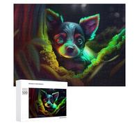 Puzzles 500 PCS pour Adolescents Neon Pup in Fantasy Land Jeux De Puzzle Relaxants Améliorent La Mémoire Offrez-Les en Cadeau À Toute La Famille 500 PCS
