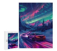 Puzzles 500 PCS pour Adolescents Night Drive Aurora Puzzles pour Adultes Améliore La Mémoire Défi Éducatif Réduction du Stress Cadeaux 500 PCS