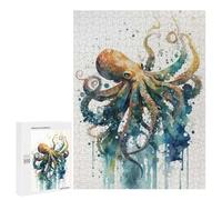Puzzles 500 PCS pour Adolescents Octopus in Watercolor Puzzles pour Adultes Décoration Murale Jouet Difficile, Difficile, Stimulant À Compléter 500 PCS