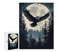 Puzzles 500 PCS pour Adolescents Owl Flying Moonlit Forest Puzzle pour Adultes : Un Jeu Manuel Amusant Et Humoristique pour Un Anniversaire Ou Noël 500 PCS