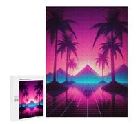 Puzzles 500 PCS pour Adolescents Palm Tree Retrowave Jeu De Puzzle Casse-tête Anti-Stress Stimulant À Compléter 500 PCS