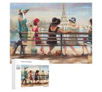 Puzzles 500 PCS pour Adolescents Parisian Ladies on The Seine Jeux De Puzzle Relaxants Améliorent La Mémoire Offrez-Les en Cadeau À Toute La Famille 500 PCS