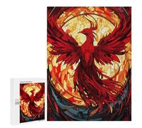 Puzzles 500 PCS pour Adolescents Phoenix Stained Glass Puzzles pour Adultes Décoration Murale Jouet Difficile, Difficile, Stimulant À Compléter 500 PCS