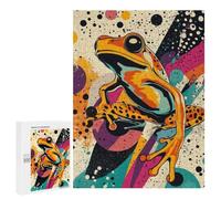 Puzzles 500 PCS pour Adolescents Playful Frog Pop Art Print Colorful Nature Décor, Animal Lover Gift, Retro Wall Art F... Jeu De Puzzle Casse-tête Anti-Stress Stimulant À Compléter 500 PCS