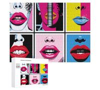 Puzzles 500 PCS pour Adolescents Pop Art Lip Portraits Jeux De Puzzle Relaxants Améliorent La Mémoire Offrez-Les en Cadeau À Toute La Famille 500 PCS
