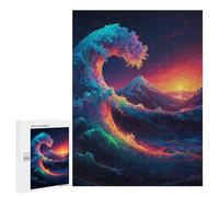 Puzzles 500 PCS pour Adolescents Prismatic Surf Big Wave Puzzles pour Adultes Jouets Anti-Stress Décoration Parfaite Cadeaux Anti-Stress 500 PCS