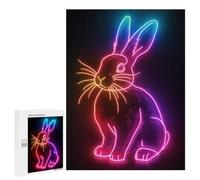 Puzzles 500 PCS pour Adolescents Rabbit Neon Animal Puzzles pour Adultes Décoration Murale Jouet Difficile, Difficile, Stimulant À Compléter 500 PCS