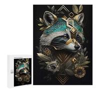 Puzzles 500 PCS pour Adolescents Raccoon Abstract Gold Puzzles pour Adultes Jeu De Réflexion Cadeau d'anniversaire Difficile À Compléter 500 PCS