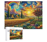Puzzles 500 PCS pour Adolescents Rainbow Fields of Harvest Puzzles pour Adultes Jeux Relaxants Difficulté Défi Éducatif Difficile 500 PCS