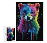 Puzzles 500 PCS pour Adolescents Rainbow Pop Art Ferret Portrait Puzzle pour Adultes : Un Jeu Manuel Amusant Et Humoristique pour Un Anniversaire Ou Noël 500 PCS