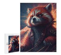 Puzzles 500 PCS pour Adolescents Red Panda with Lightning Background Puzzles pour Adultes - Jeux De Construction - Analyse Et Logique - Idées Cadeaux pour Toute La Famille 500 PCS