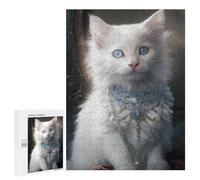 Puzzles 500 PCS pour Adolescents Regal White Cat Portrait -5 Puzzles pour Adultes À Monter Soi-même - Jeux Éducatifs Et Amusants en Famille 500 PCS