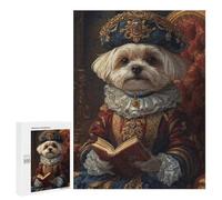 Puzzles 500 PCS pour Adolescents Renaissance-Inspired Maltese Dog Print Dog in Royal Attire Puzzle Adulte Jeu Familial Une Œuvre d'art À Offrir en Cadeau À Toute La Famille 500 PCS