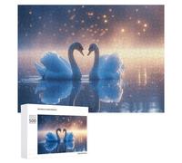 Puzzles 500 PCS pour Adolescents Romantic Swan Sunset Scene Puzzles pour Adultes Jeux Relaxants Difficulté Défi Éducatif Difficile 500 PCS