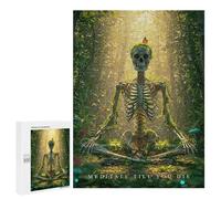 Puzzles 500 PCS pour Adolescents Skeleton Meditating in Forest Jeu De Puzzle Casse-tête Anti-Stress Stimulant À Compléter 500 PCS