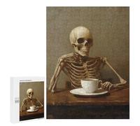 `Puzzles 500 PCS pour Adolescents Skeleton with Coffee Puzzles pour Adultes Jeux De Détente Découpe De Précision Offre Spéciale Cadeaux pour Toute La Famille 500 PCS