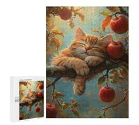 Puzzles 500 PCS pour Adolescents Sleeping Cat with Apples Puzzles pour Adultes Améliore La Mémoire Interaction Parent-Enfant Jouet Jeu Intellectuel 500 PCS