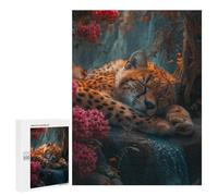 Puzzles 500 PCS pour Adolescents Sleeping Jaguar in Amazon Rainforest Puzzles pour Adultes Améliore La Mémoire Défi Éducatif Réduction du Stress Cadeaux 500 PCS