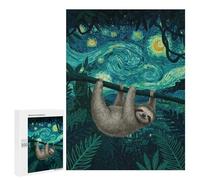 Puzzles 500 PCS pour Adolescents Sloth in Starry Night Jungle Puzzles pour Adultes À Monter Soi-même - Jeux Éducatifs Et Amusants en Famille 500 PCS