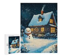 Puzzles 500 PCS pour Adolescents Snowy Cottage Christmas Jeu De Puzzle Casse-tête Anti-Stress Stimulant À Compléter 500 PCS