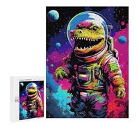 Puzzles 500 PCS pour Adolescents Space Dinosaur Astronaut Art Print-4 Puzzles pour Adultes Améliore La Mémoire Interaction Parent-Enfant Jouet Jeu Intellectuel 500 PCS